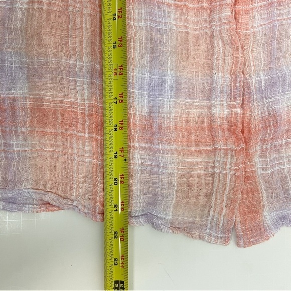 Bella Dahl Long Sleeve Shirred Raglan Shirt in Coral Plaid S NWT - Picture 9 of 9